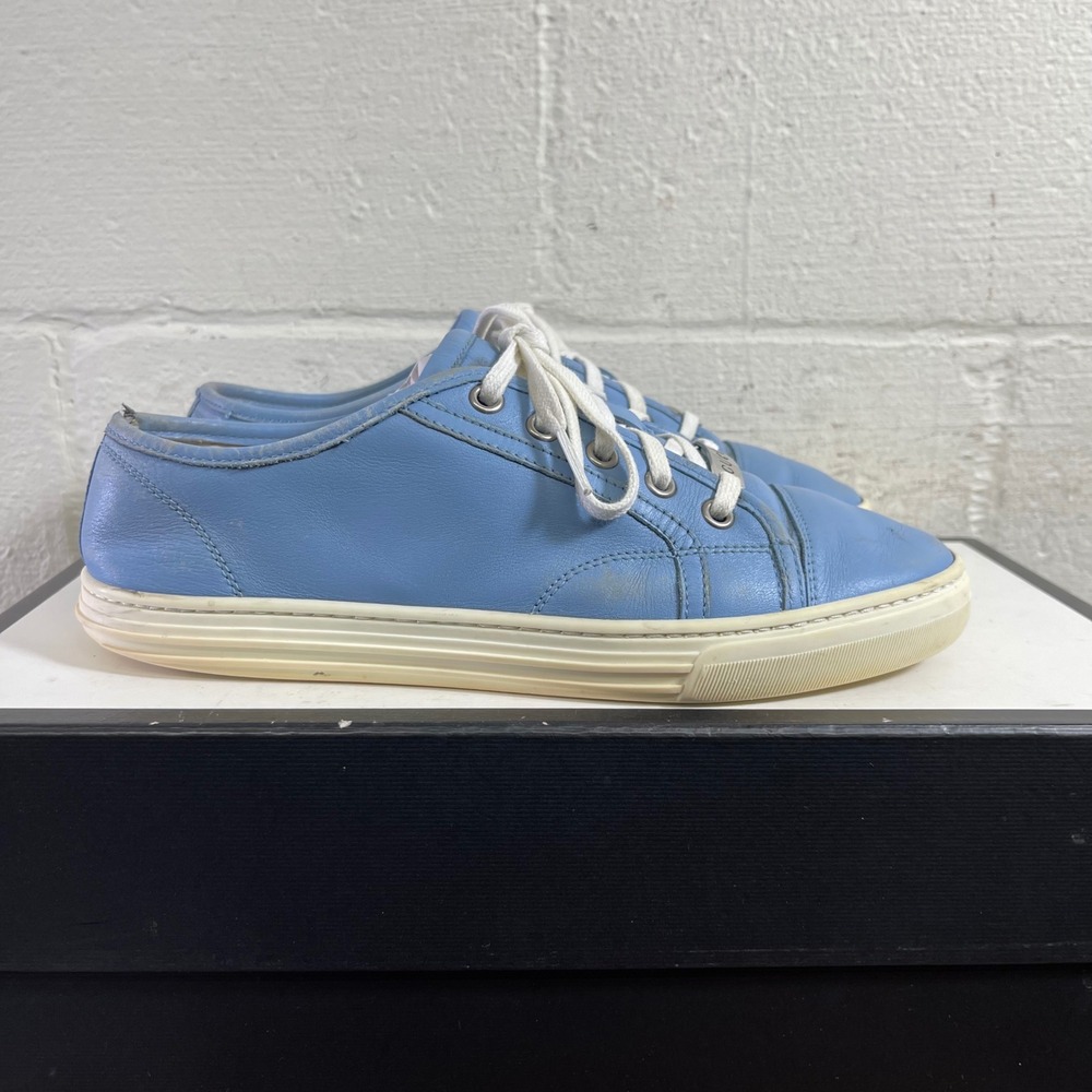 Gucci Women's Blue Leather Trainers Low Top Sneaker Lace up Size 36.5/6.5 US
